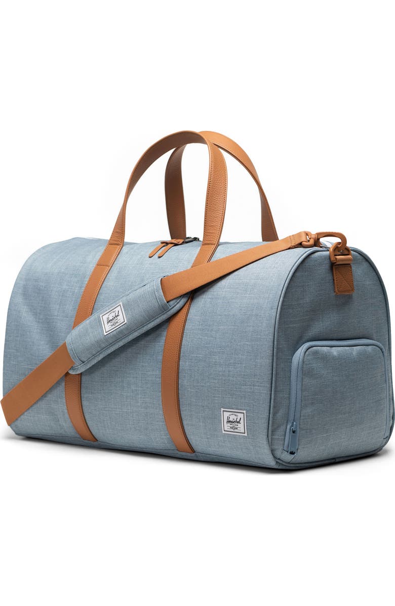 Herschel Supply Co. Novel Recycled Polyester Duffle Bag, Alternate, color, Ashley Blue Crosshatch
