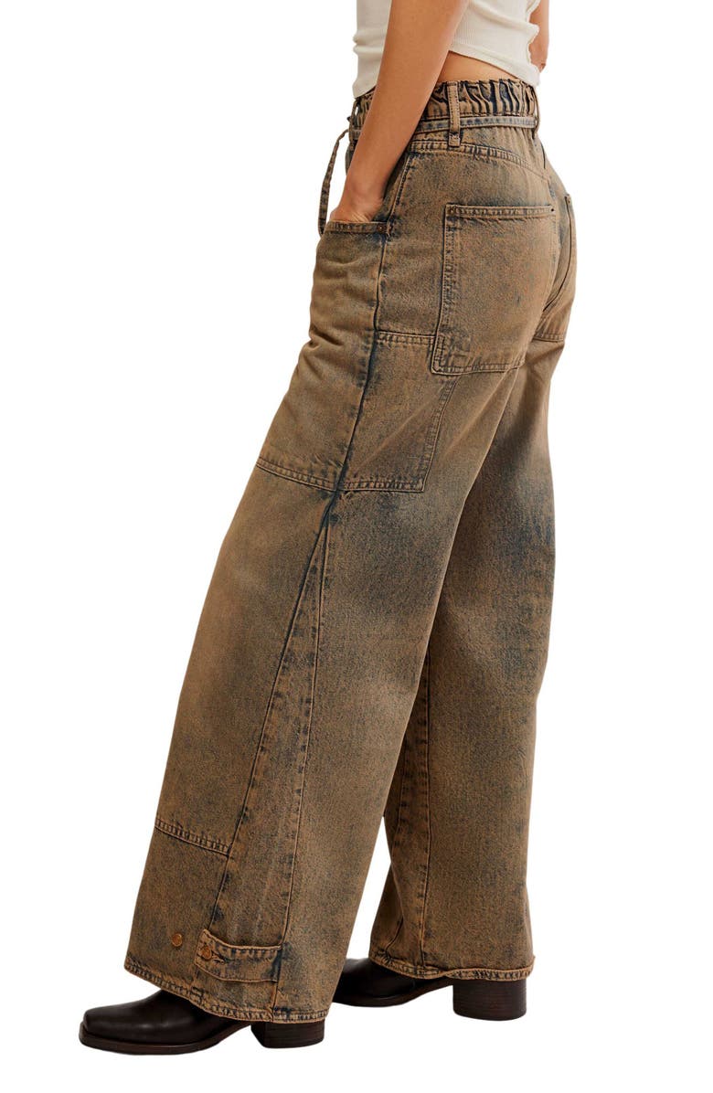 Free People Curvy Outlaw Wide Leg Cargo Jeans, Alternate, color, 