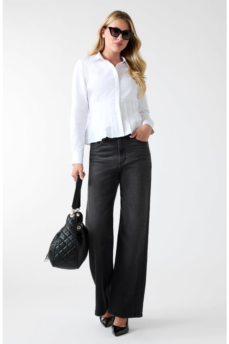 Serena Pleated Button Shirt, Alternate, color, G011-OPEN