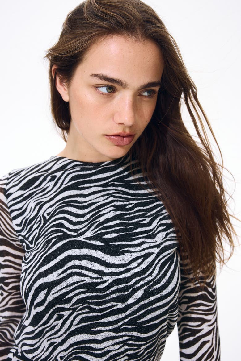 Printed Tie-back Dress, Alternate, color, Black/zebra print