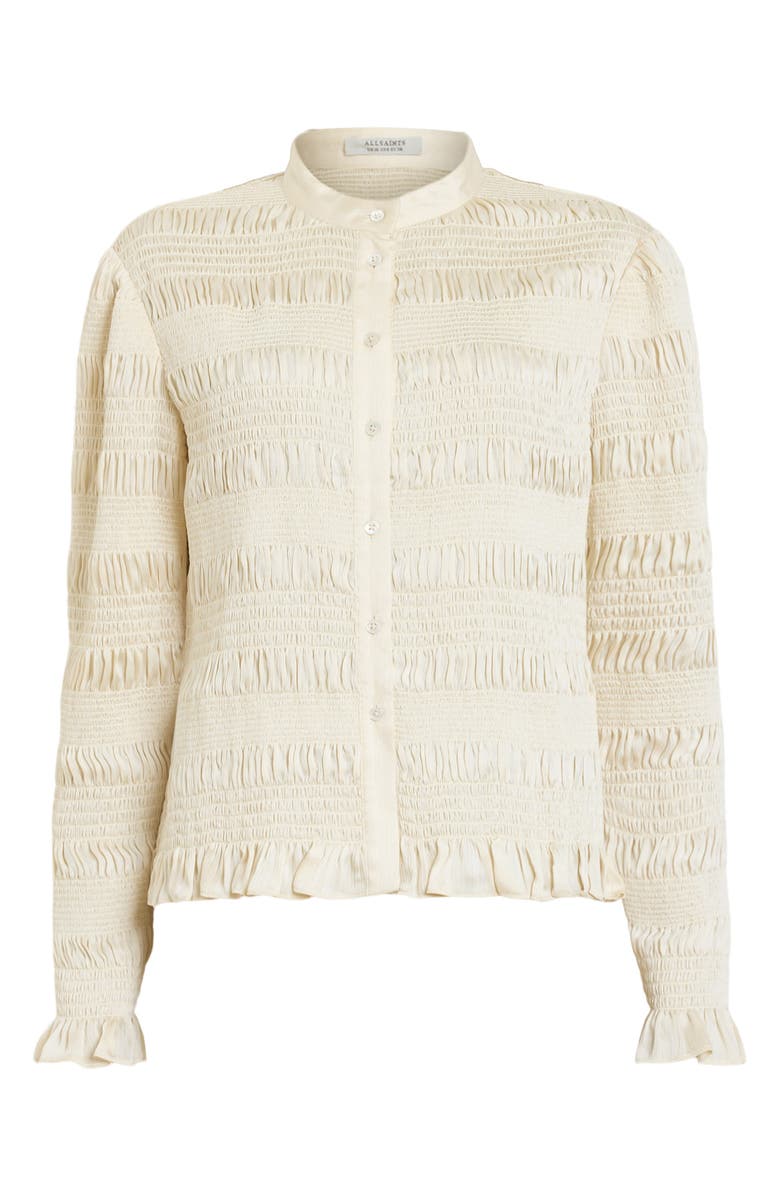 AllSaints Meg Smocked Button-Up Shirt, Alternate, color,