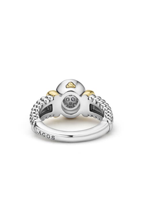 Lagos Signature Caviar Two-tone Oval Caviar Diamond Ring In Metallic