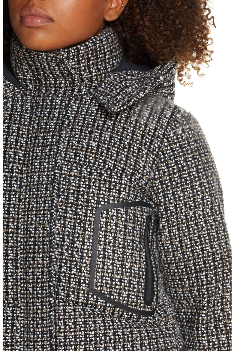 Crop Bouclé Puffer Jacket, Alternate, color, BLACK/ WHITE