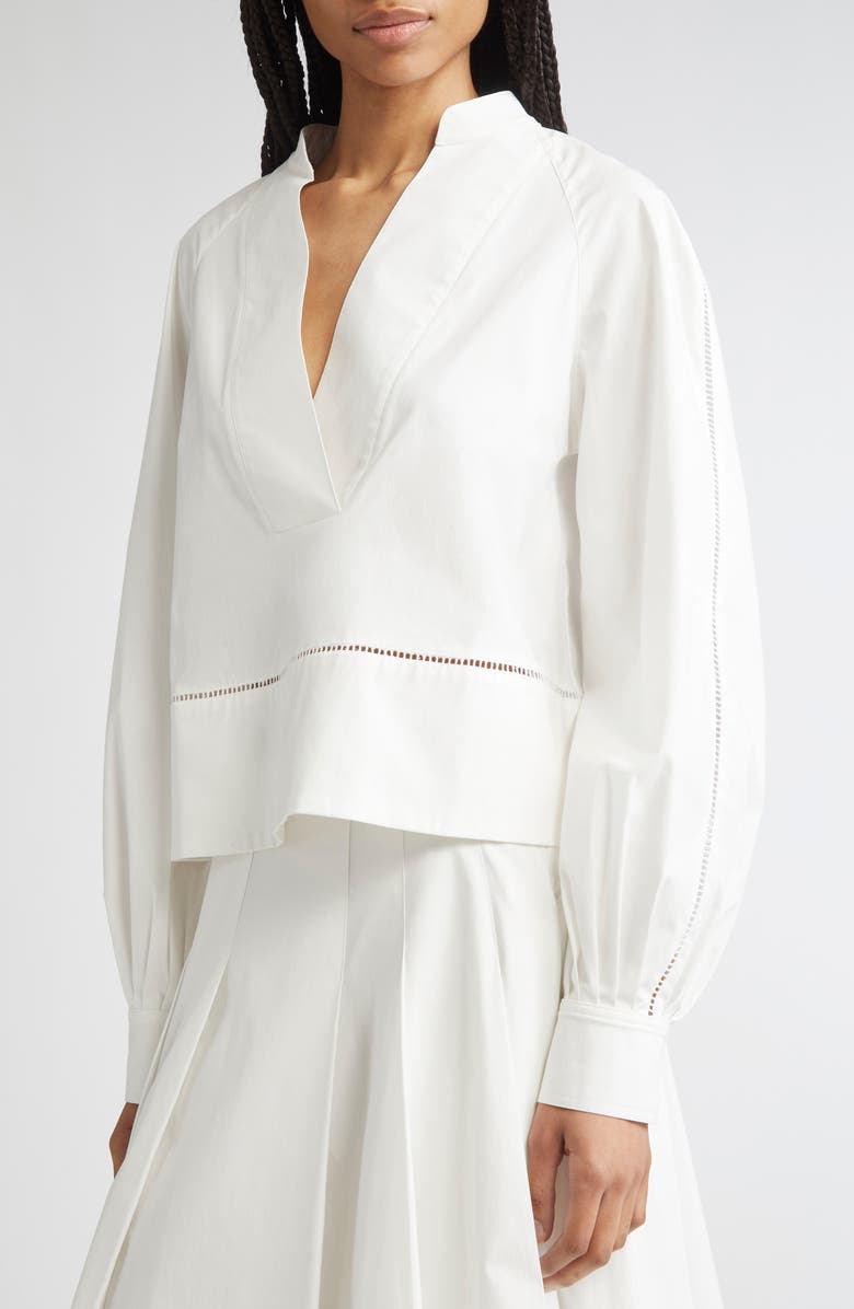 Proenza Schouler Grayson Cotton Stretch Poplin Top, Alternate, color, White