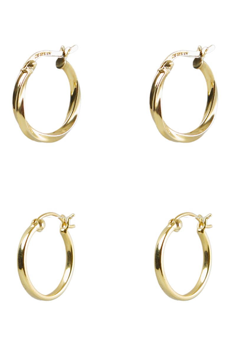 Set of 2 Hoop Earrings, Main, color, GOLD