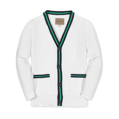 Shop Hope & Henry Boys' Organic Tipped Cardigan, Kids In White With Navy And Green