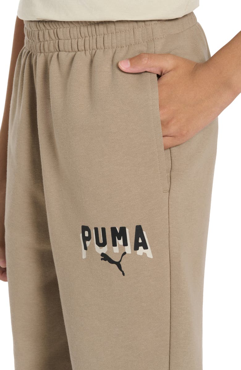 PUMA Kids' Class Pack Cotton Blend French Terry Joggers, Alternate, color, Pale Brown