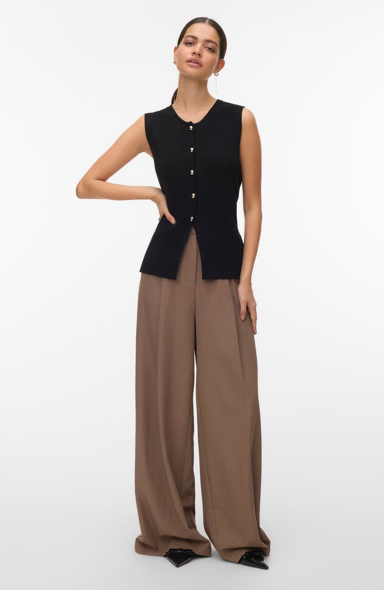 VERO MODA Saba Button Front Sweater Vest, Alternate, color, Black
