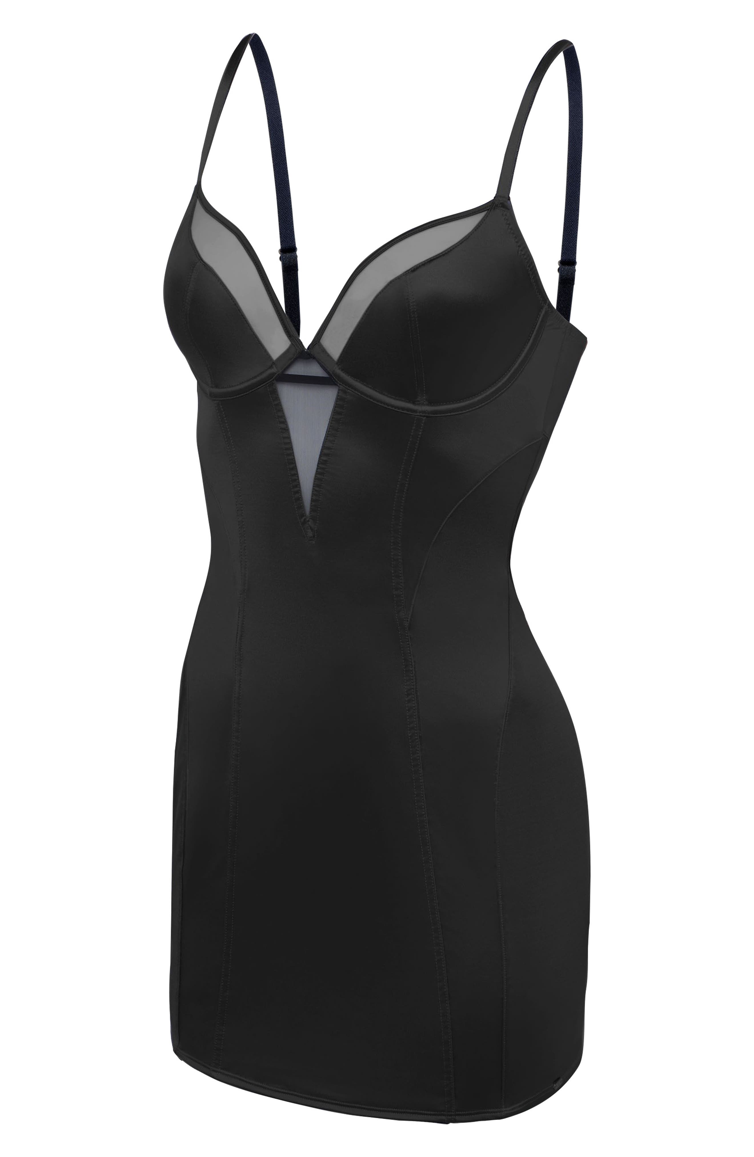 fenty satin dress SAVAGE X FENTY Women's Slipper Satin Underwire Dress - Black