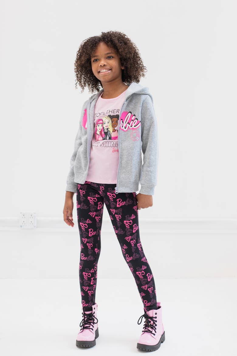 Zip-Up Hoodie and Leggings Set, Alternate, color, Heather Grey Pink