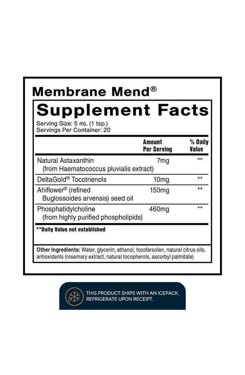 Quicksilver Scientific Membrane Mend Phosphatidylcholine Ahiflower Oil and Astaxanthin Supplement, Alternate, color, NO COLOR