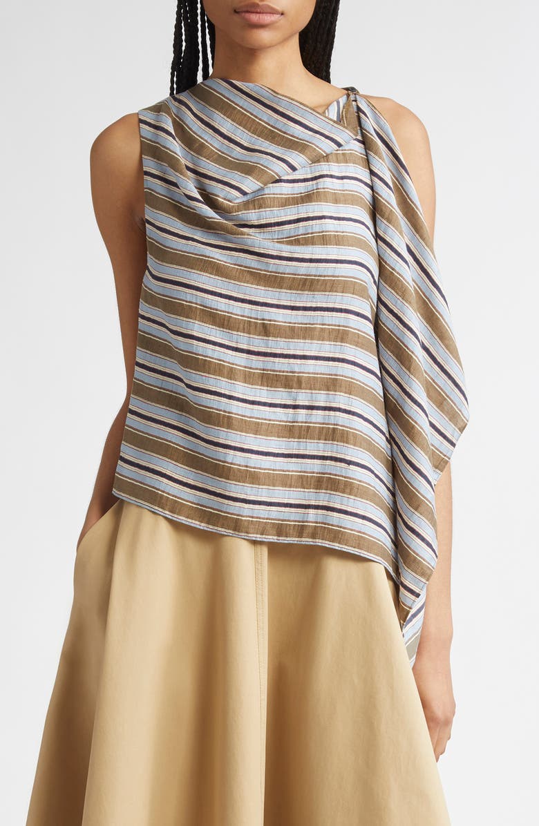 A.L.C. Lota Stripe Side Drape Sleeveless Top, Main, color, Hazel Stripe