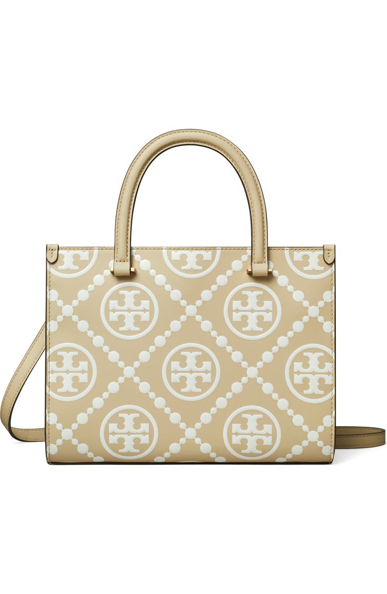 Tory Burch T Monogram Contrast Embossed Tote, Main, color, Beige