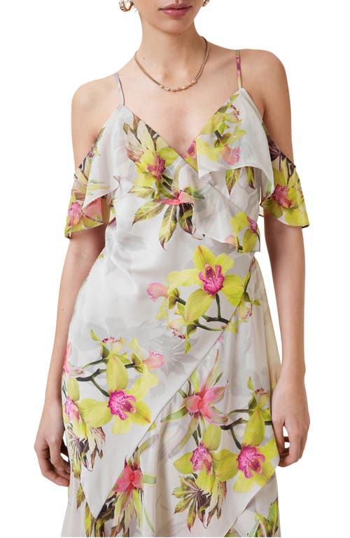 Allsaints Womens Adena Soft Pin Grace Floral-print Stretch-woven Midi Dress