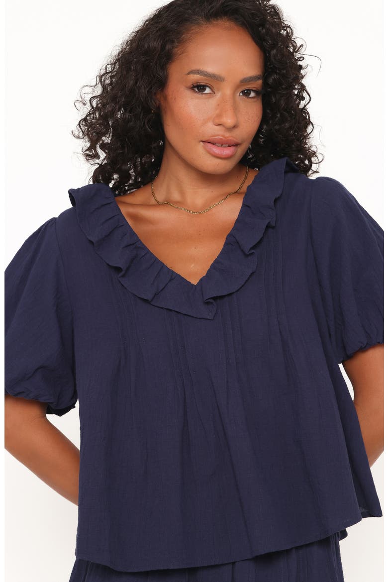 Felicity Cotton Gauze Shirt & Shorts Set, Alternate, color, NAVY
