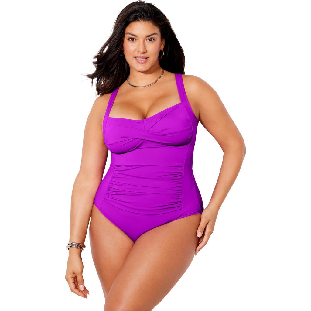 Swimsuits For All Ruched Twist Front One Piece Swimsuit In Multi