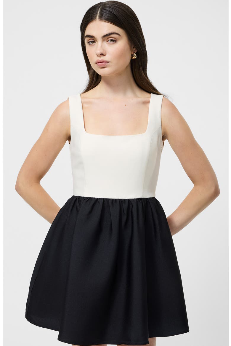 Colorblock Fit & Flare Minidress, Alternate, color, PORCELAIN CREAM