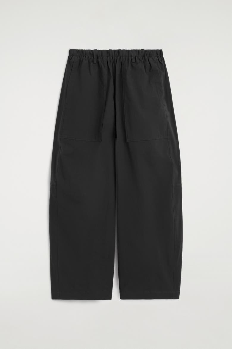 Cotton Barrel-leg Utility Pants, Alternate, color, BLACK
