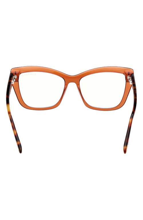 Tom Ford 55mm Cat Eye Blue Light Blocking Optical Glasses In Blue