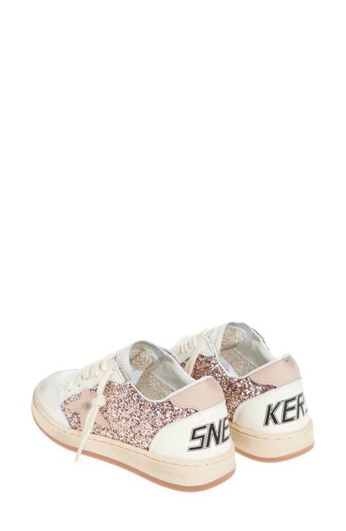 Golden Goose Kids Ball Star Glittered Sneakers In Peach/beige/white