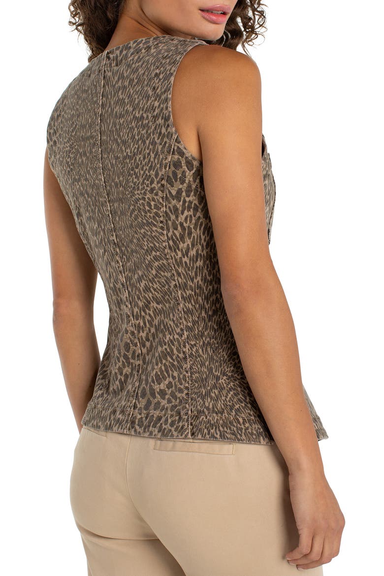 Print Button Front Vest, Alternate, color, KHAKI ABSTRACT ANIMAL PRINT