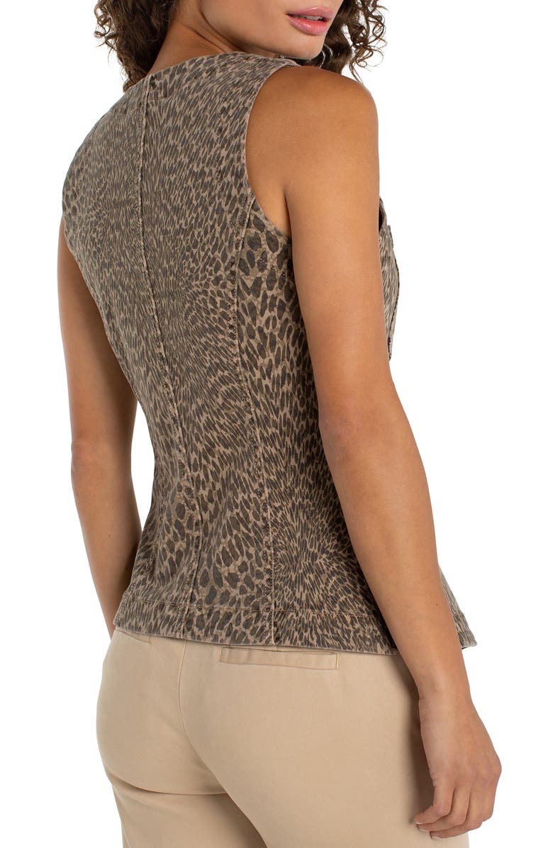 Liverpool Los Angeles Print Button Front Vest, Alternate, color, Khaki Abstract Animal Print