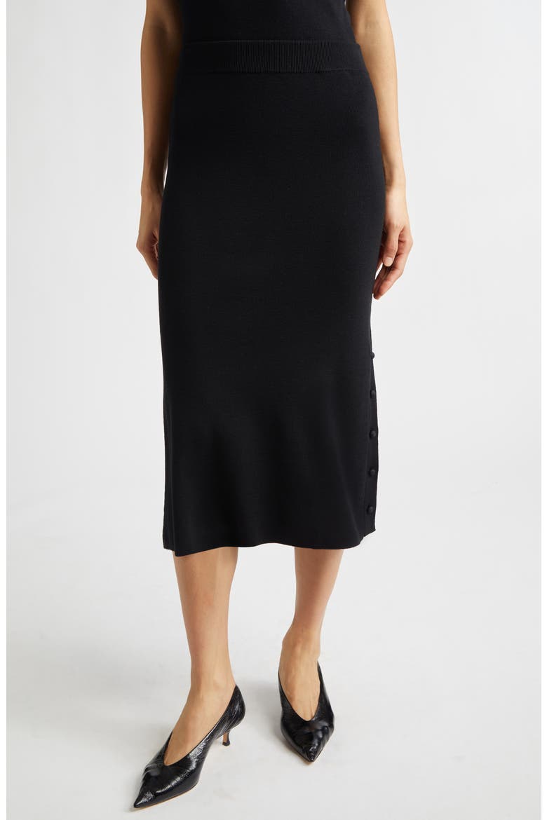 Merino Wool Midi Skirt, Main, color, BLACK