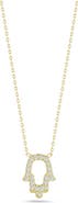 SPHERA MILANO Pavé Cubic Zirconia Open Hamsa Pendant Necklace