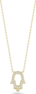 SPHERA MILANO Pavé Cubic Zirconia Open Hamsa Pendant Necklace