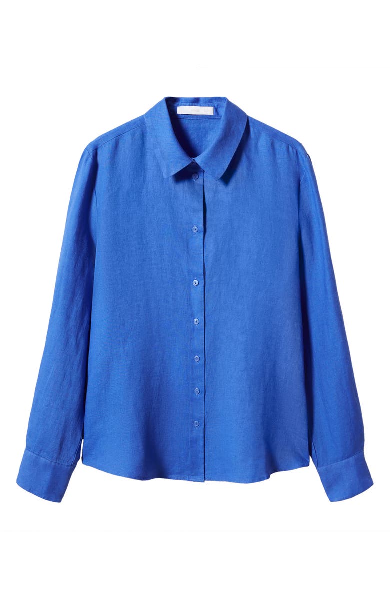MANGO Linen Button-Up Shirt, Alternate, color, 