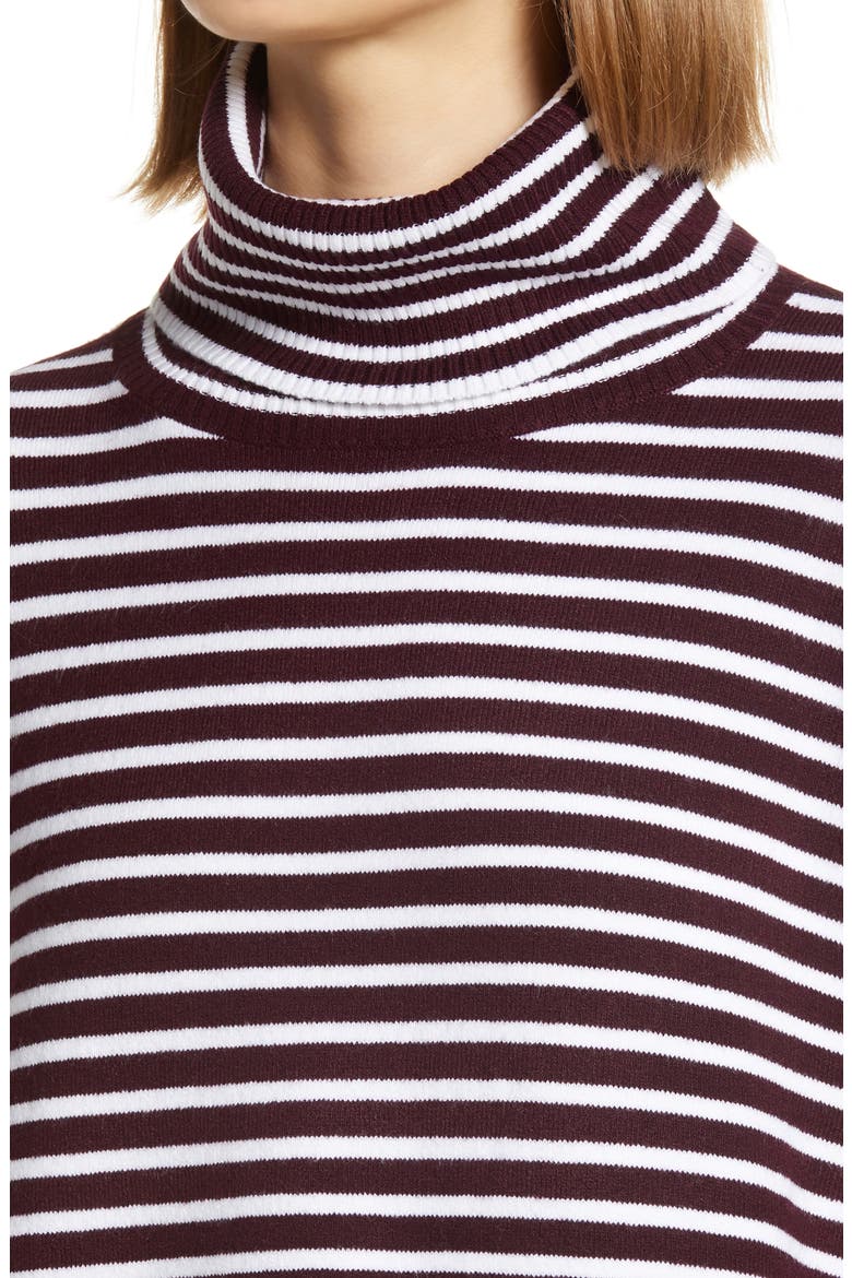 Women's Babysoft Stripe Turtleneck Top, Alternate, color, EVENING WINE/ WINTER WHITE