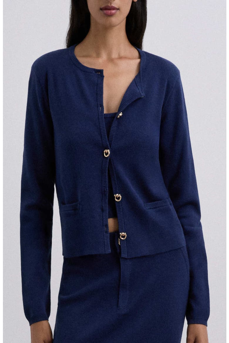 Casualknitset Cardigan, Main, color, Navy