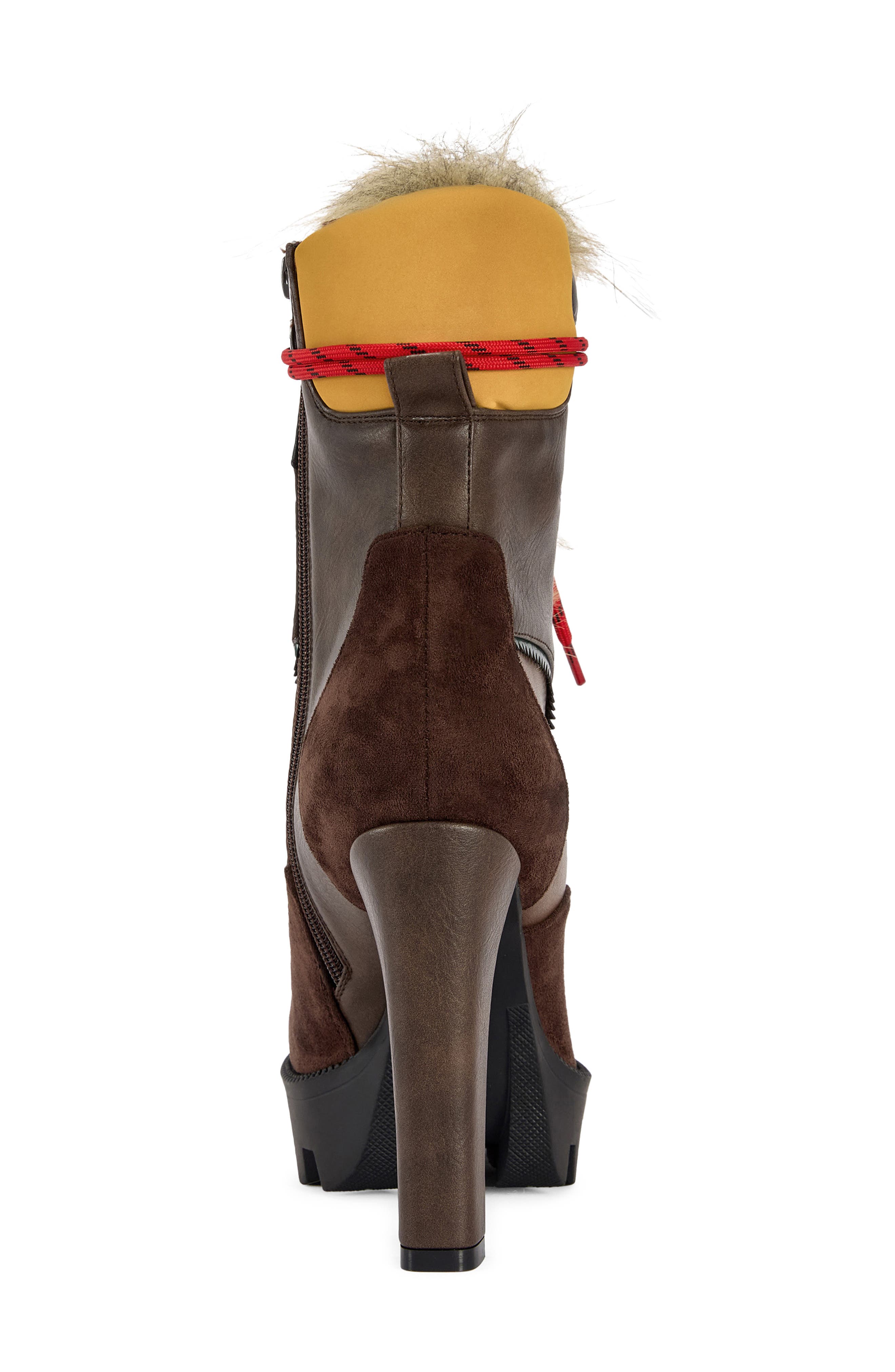 Leader Faux Fur Platform Bootie, Alternate, color, BROWN MULTI