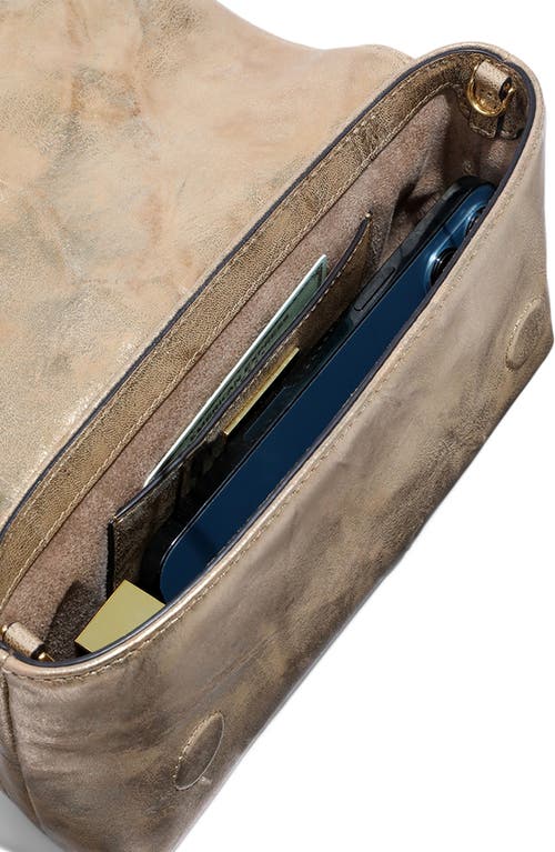 Shop Alexis Bittar Ruched Crystal Molten Leather Clutch In Antique Gold