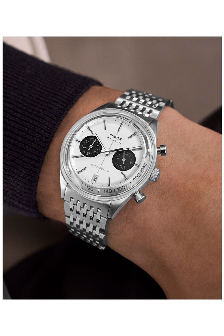 Marlin® Jet Chronograph Bracelet Watch, 40mm, Alternate, color, SILVER-TONE