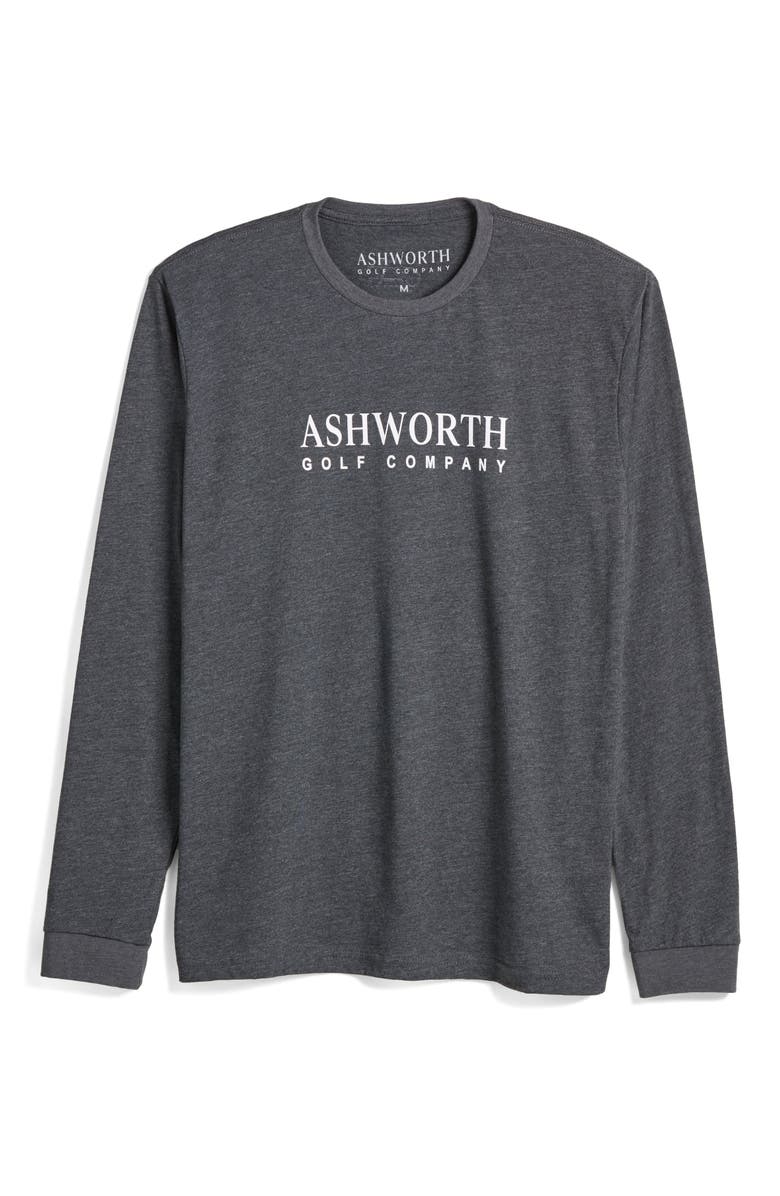 ASHWORTH GOLF LS Ashworth Golfman Label Tee, Main, color, Charcoal