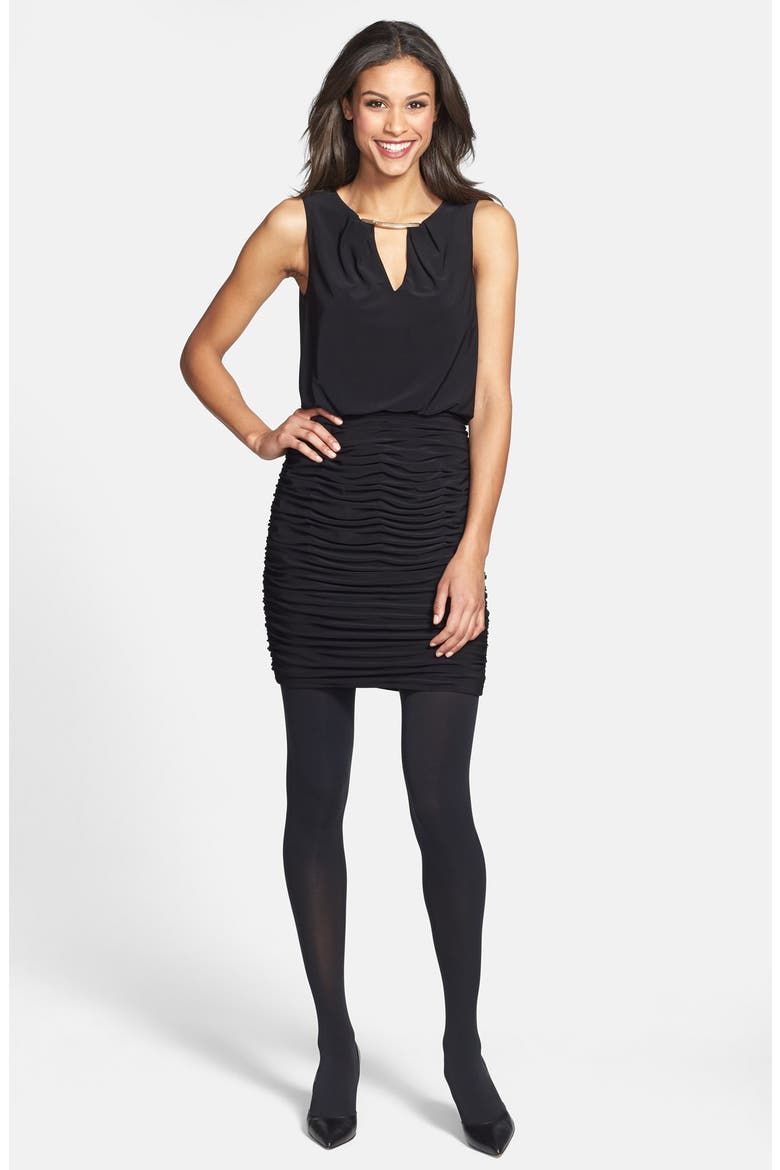Shirred Jersey Blouson Dress, Alternate, color, BLACK