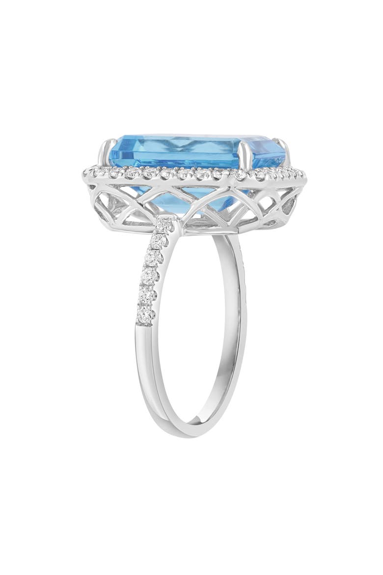 Sterling Silver Blue Topaz & Zircon Halo Ring, Alternate, color, BLUE