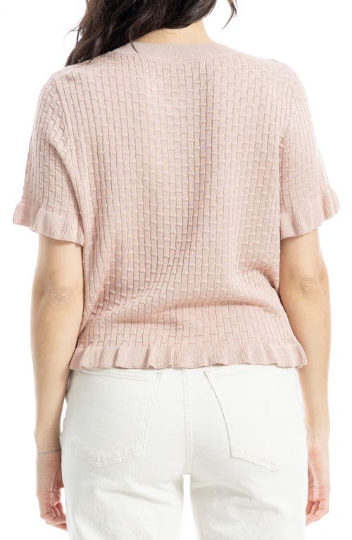Max Studio Ruffle Trim Short Sleeve Sweater In Blush