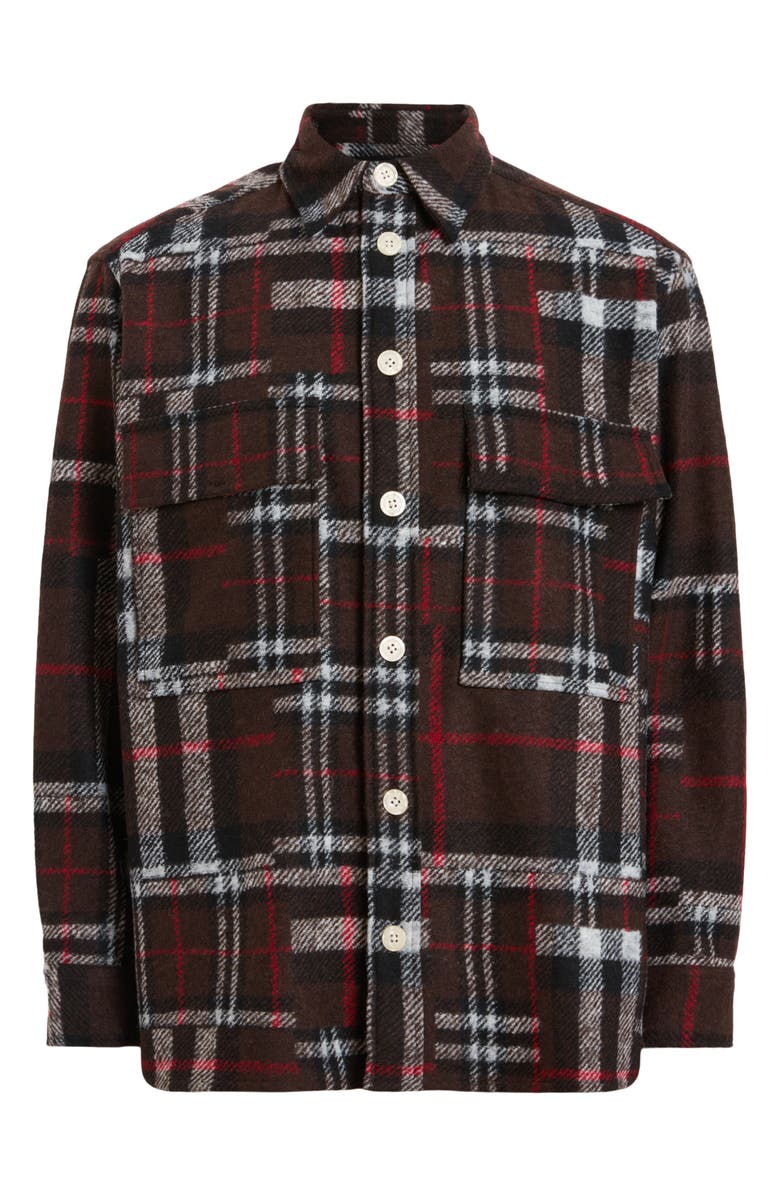 AllSaints Redwood Plaid Flannel Button-Up Shirt, Alternate, color, 