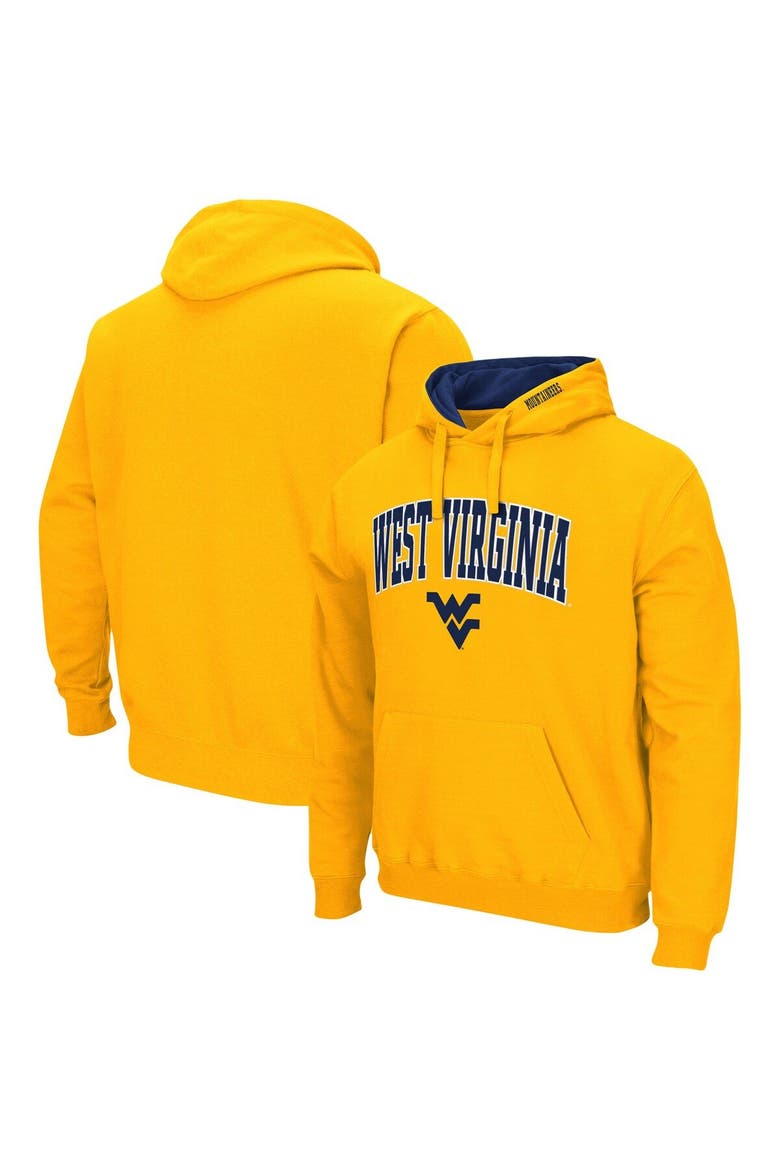 Men's Colosseum Gold West Virginia Mountaineers Arch & Logo 3.0 Pullover Hoodie, Main, color, Gold