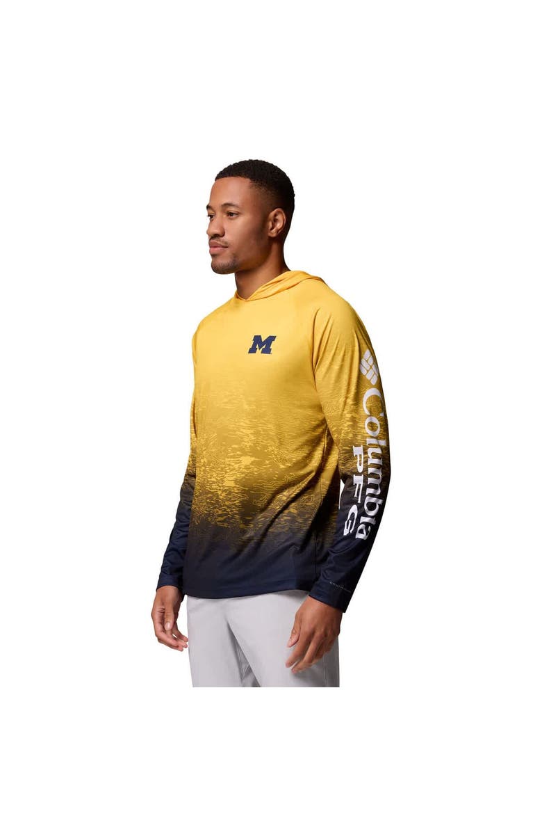 Columbia Men's Columbia  Maize Michigan Wolverines PFG Gradient Water Super Terminal Tackle Hoodie Omni-Wick T-Shirt, Alternate, color, 