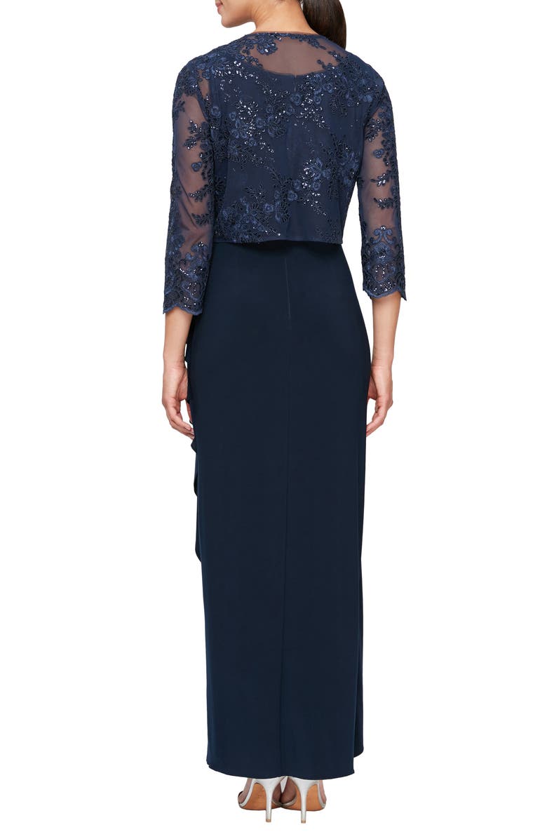 Alex Evenings Embroidered Empire Gown with Jacket, Alternate, color,