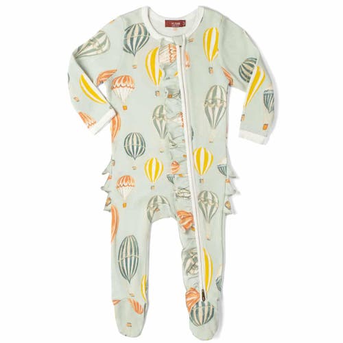 Milkbarn Organic Cotton Ruffle Zipper Footed Romper