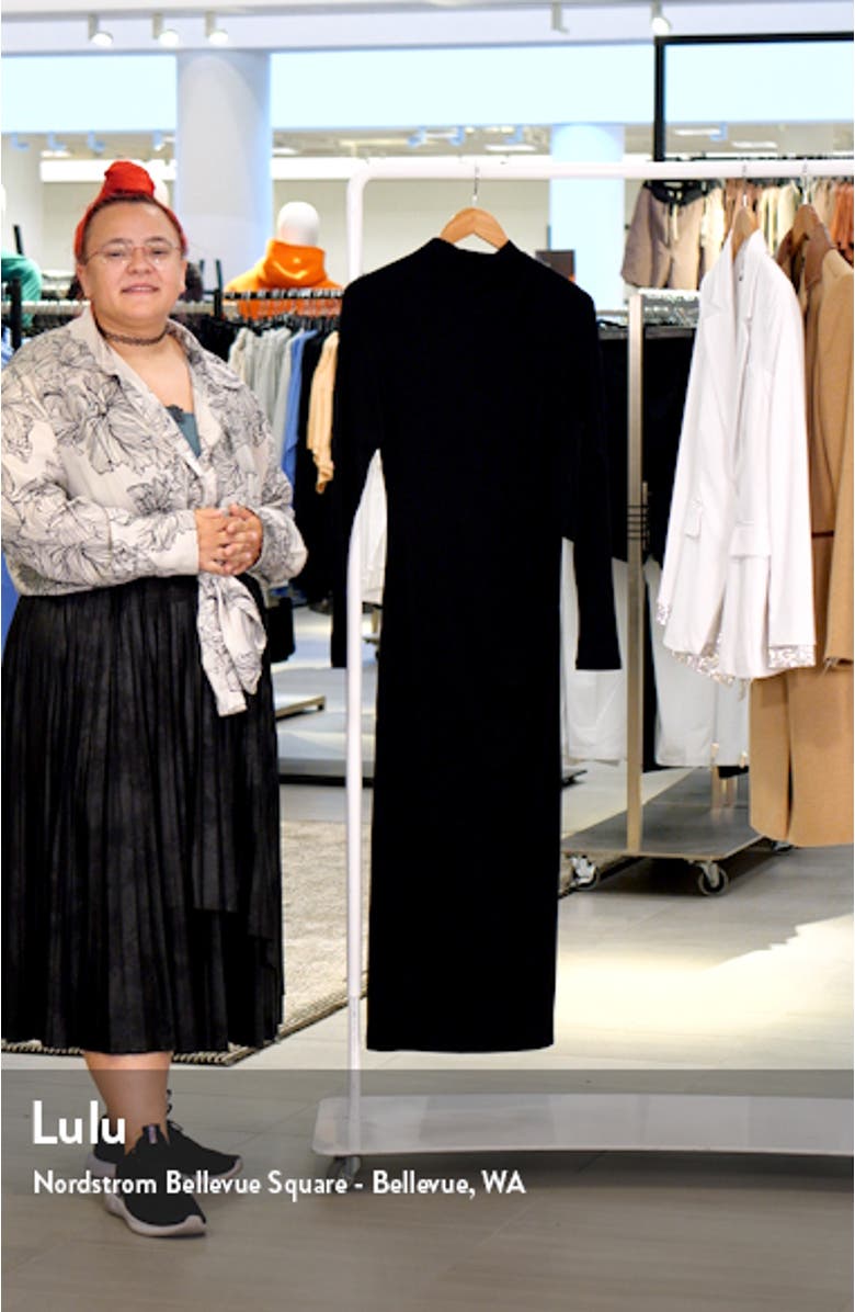 Long Sleeve Silk Knit Midi Dress, sales video thumbnail