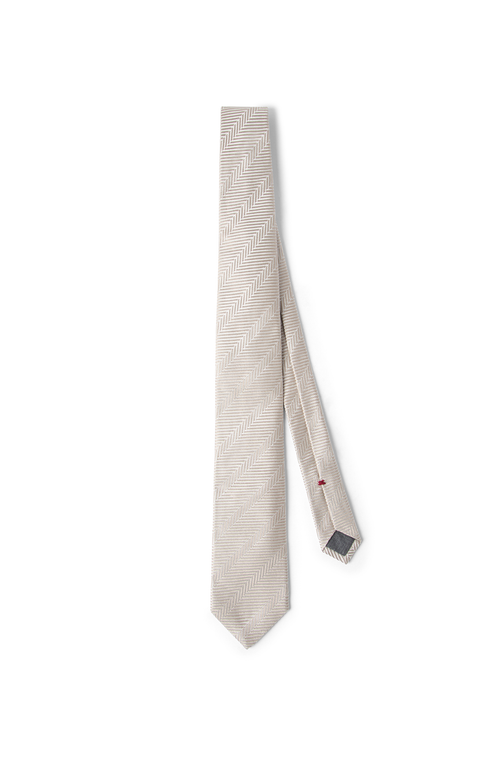 Brunello Cucinelli Herringbone Necktie In Gray