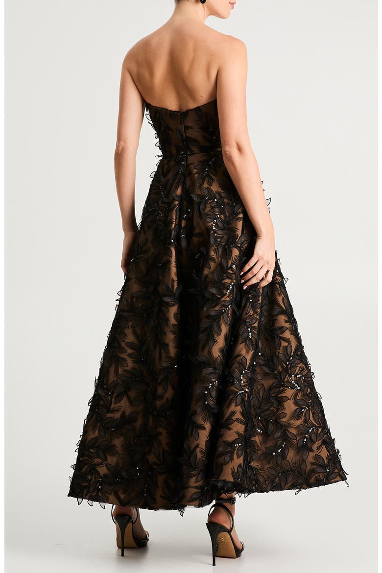 Celine Sequin 3D Floral Gown, Alternate, color, BLACK