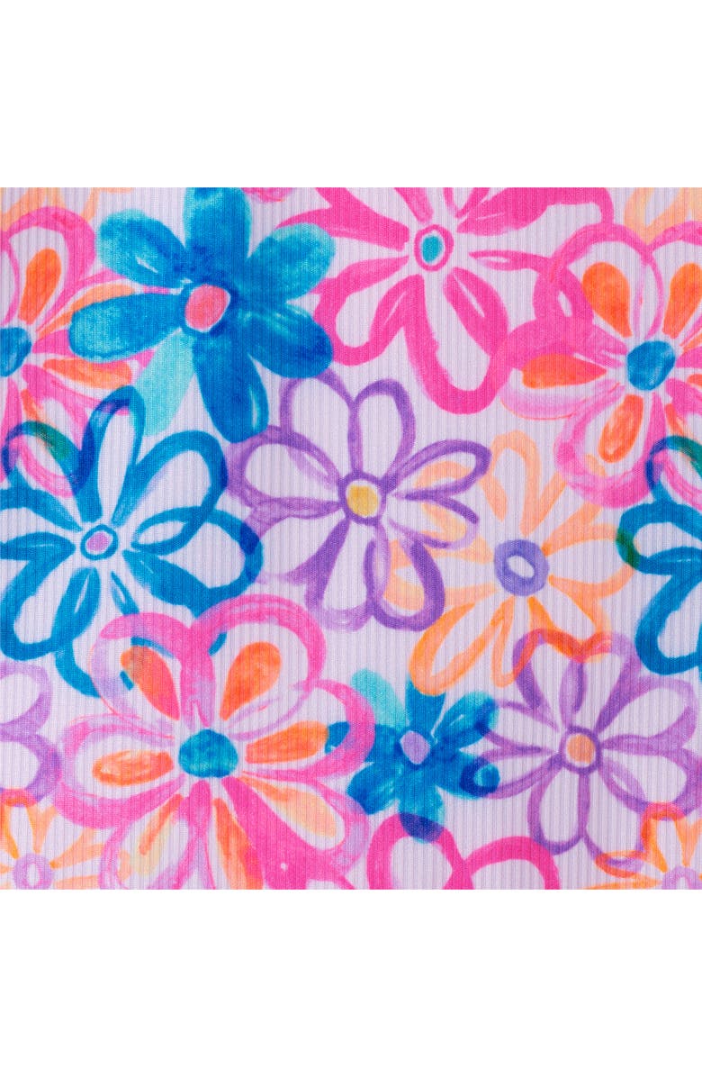 Andy & Evan Kids' Ruffle Long-Sleeve Rib Two-Piece Swimsuit, Alternate, color, Blue