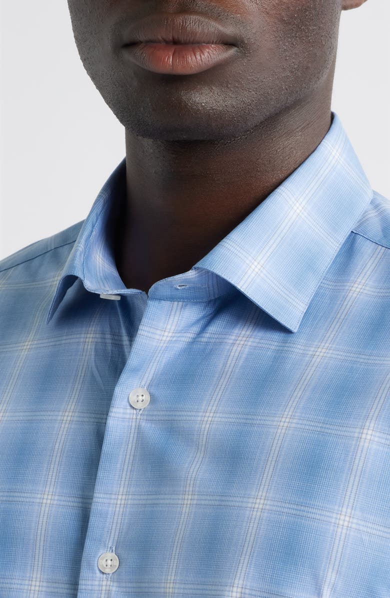 Scott Barber Canclini Regular Fit Plaid Cotton Poplin Button-Up Shirt, Alternate, color, Blue