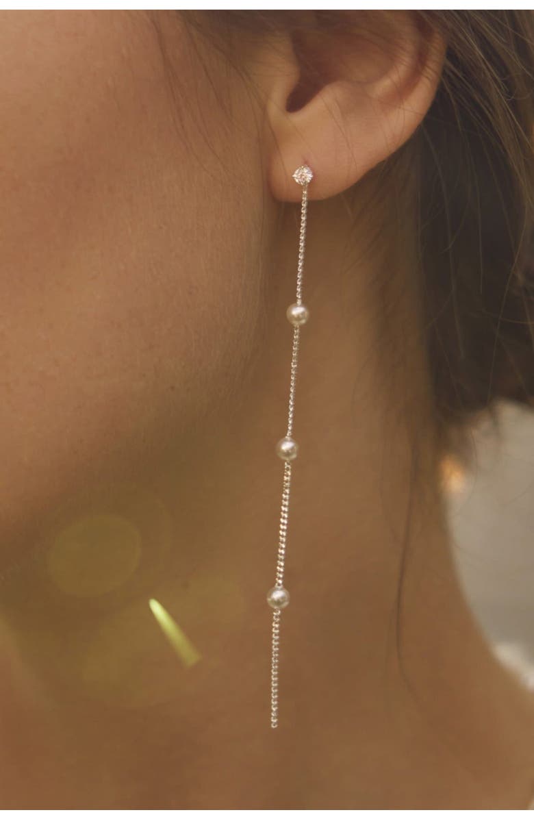 Bearfruit Jewelry Sterling Silver Infinite Pearl Earrings Dainty Holiday Gift Idea, Alternate, color, Silver